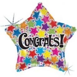 Qualatex 18" Congratulations Holographic Star Shape Foil Balloon Balloons