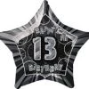 Meteorparty Balloons 20" Happy 13th Birthday Foil Balloon Star Shape - Black