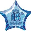 Meteorparty Balloons 20" Happy 18th Birthday Foil Balloon Star Shape - (Blue, Pink, Black)