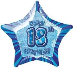 Meteorparty Balloons 20" Happy 18th Birthday Foil Balloon Star Shape - (Blue, Pink, Black)
