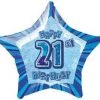 Meteorparty 20" Happy 21st Birthday Foil Balloon Star Shape - (Blue, Pink, Black) Balloons
