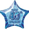 Meteorparty 20" Happy 40th Birthday Foil Balloon Star Shape - (Blue, Pink, Black)