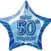 Meteorparty 20" Happy 50th Birthday Foil Balloon Star Shape - (Blue, Pink, Black) Balloons