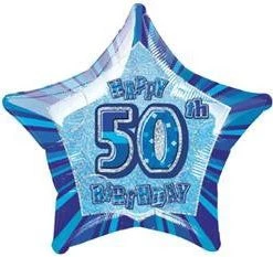 Meteorparty 20" Happy 50th Birthday Foil Balloon Star Shape - (Blue, Pink, Black) Balloons