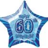 Meteorparty 20" Happy 60th Birthday Foil Balloon Star Shape - (Blue, Pink, Black)