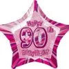 Meteorparty 20" Happy 90th Birthday Foil Balloon Star Shape - Pink