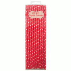 Everything Party All Birthday 20pk Paper Straws - Red Dot