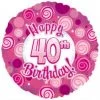 Anagram 18" Holographic Pink 40th Birthday Foil Balloon