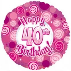 Anagram 18" Holographic Pink 40th Birthday Foil Balloon