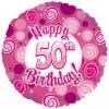 Qualatex 18" Holographic Pink 50th Birthday Foil Balloon