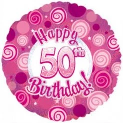 Qualatex 18" Holographic Pink 50th Birthday Foil Balloon