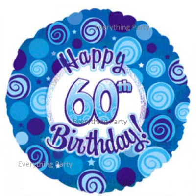 Qualatex 18" Happy 60th Birthday Blue Foil Balloon