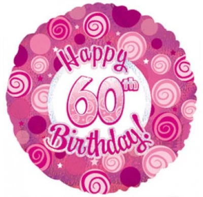 Qualatex 18" Happy 60th Birthday Pink Foil Balloon