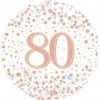 Qualatex 18" Oaktree Happy 80th Birthday Holographic Rose Gold Foil Balloon
