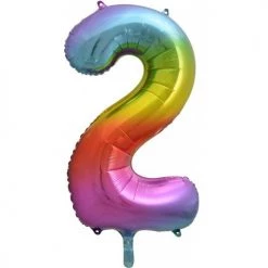 Unique 34" Jumbo Rainbow Number Foil Balloon - Number 2 Balloons