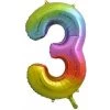 Unique 34" Jumbo Rainbow Number Foil Balloon - Number 3 Balloons