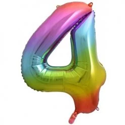 Unique 34" Jumbo Rainbow Number Foil Balloon - Number 4