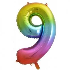 Unique 34" Jumbo Rainbow Number Foil Balloon - Number 9