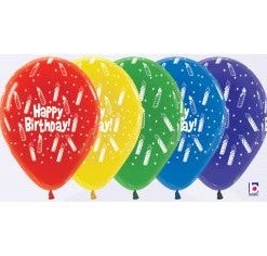 Everything Party Balloons 11" Qualatex Happy Birthday Candles Assorted Colour Latex Balloon