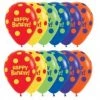 Everything Party 11" Qualatex Happy Birthday Polka Dots Assorted Colour Latex Balloon Balloons