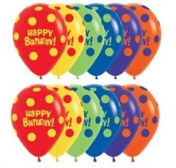 Everything Party 11" Qualatex Happy Birthday Polka Dots Assorted Colour Latex Balloon Balloons