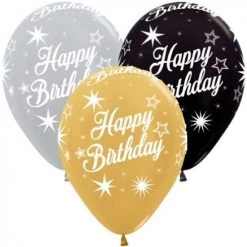 Everything Party 11" Qualatex Happy Birthday Sparkles Assorted Colour Latex Balloon Balloons