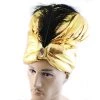 Everything Party By Event Gold Turban Hat With Diamond And Feather