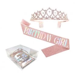Everything Party Birthday Girl Tiara & Sash Set - Rose Gold All Birthday