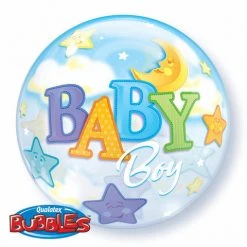22" Qualatex Baby Boy Moon N Star Bubbles