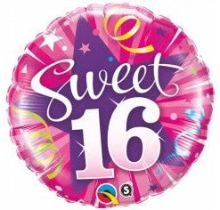 18" Qualatex Sweet 16 Birthday Foil Balloon Balloons