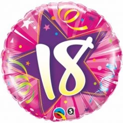 18" Qualatex Pink Shining Star 18th Birthday Foil Balloon Balloons