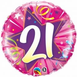 Anagram Balloons 18" Qualatex Pink Shining Star 21st Birthday Foil Balloon