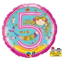 Everything Party 18" Qualatex 5th Birthday Mermaid Foil Balloon