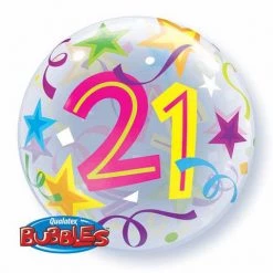 22" Qualatex 21st Birthday Bubbles Balloon Balloons