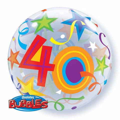 22" Qualatex 40th Birthday Bubbles Balloon Balloons