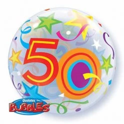 22" Qualatex 50th Birthday Bubbles Balloon