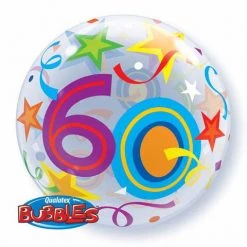 Balloons 22" Qualatex 60th Birthday Bubbles Balloon