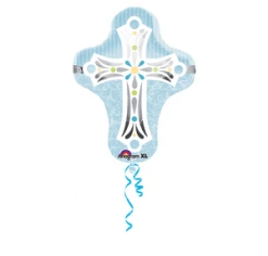 Everything Party 28" Anagram Blue Cross SuperShape Foil Balloon Balloons