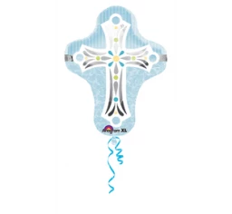 Everything Party 28" Anagram Blue Cross SuperShape Foil Balloon Balloons