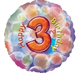 Everything Party Balloons 18" Happy 3rd Birthday Foil Balloon