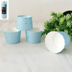 Everything Party 25pk Blue Paper Baking Cupcake Cups With Gold Foiled Dotty All Birthday