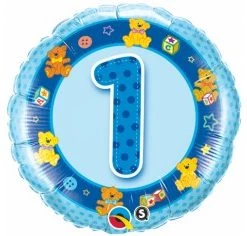 Everything Party 18" Qualatex 1st Birthday Blue Teddy Foil Balloon Balloons