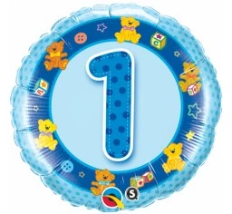 Everything Party 18" Qualatex 1st Birthday Blue Teddy Foil Balloon Balloons