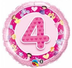 Everything Party Balloons 18" Qualatex 4th Birthday Pink Princess Foil Balloon
