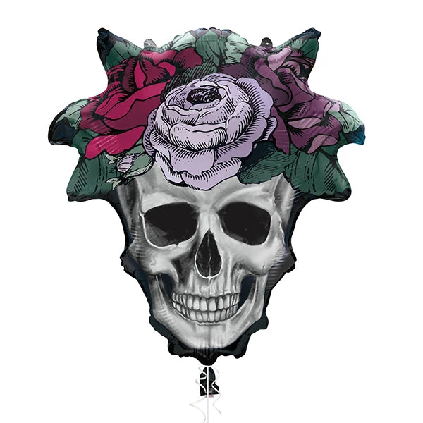 Qualatex 21" Giant Day Of The Dead Floral Skull Shape Foil Balloon Balloons