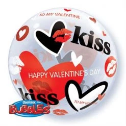 Qualatex Bubble 22" Happy Valentines Day Kisses