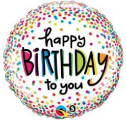 18" Qualatex Happy Birthday To You Dots Foil Balloon Balloons