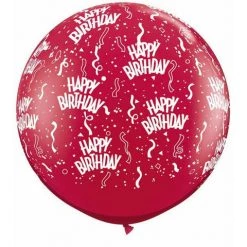 Balloons 3ft Qualatex Printed Latex Balloon - Happy Birthday Red