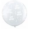 Balloons 3ft Qualatex Printed Latex Balloon - Happy Birthday Diamond Clear