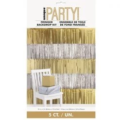 Unique 5pcs Gold & Silver Foil Fringes Backdrop Kit